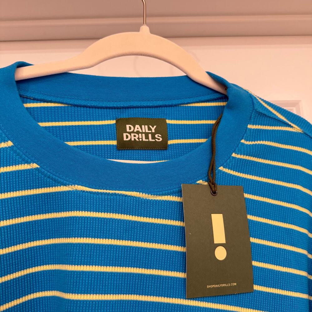 NWT Daily Drills Oversized Thermal in Tide + Lemonade Stripe Size M/L - Picture 5 of 7